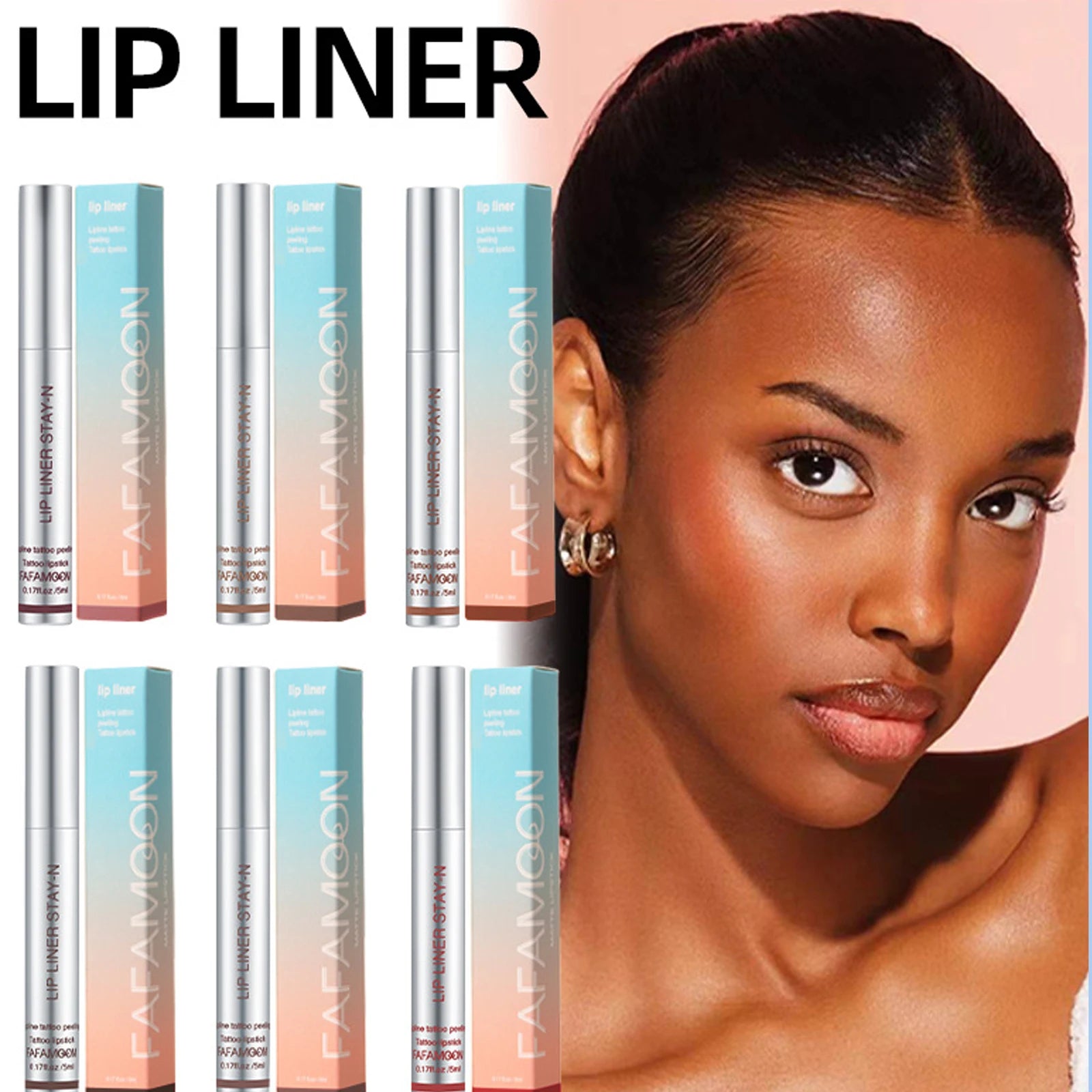 6-Color Lip Liner, Peel-Off Lip Liner Tattoo, Peel-Off Lip Gloss, Peel-Off Long-Lasting Lip Gloss, Perfect Gift for Women'S Make