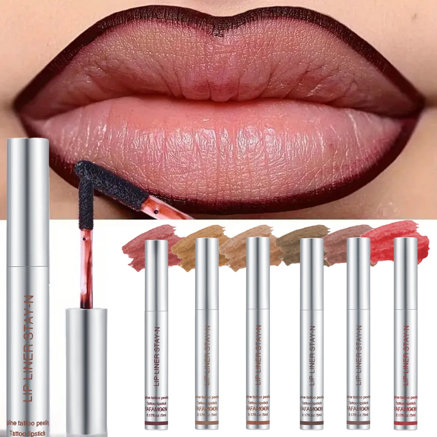 6-Color Lip Liner, Peel-Off Lip Liner Tattoo, Peel-Off Lip Gloss, Peel-Off Long-Lasting Lip Gloss, Perfect Gift for Women'S Make