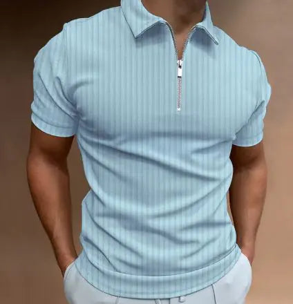 Men's POLO Zipper Stripe T-shirt